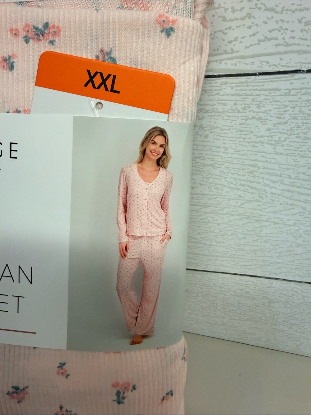 Live 2 Lounge Pink Floral 3Piece Pajama Set Ribbed Cardigan, Tank, Pants XXL NWT